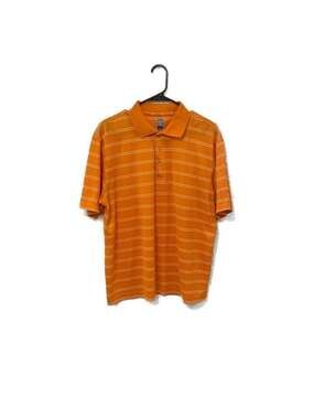 PGA Tour Men's Size Large Orange Striped Short Sleeve Golf Polo Shirt